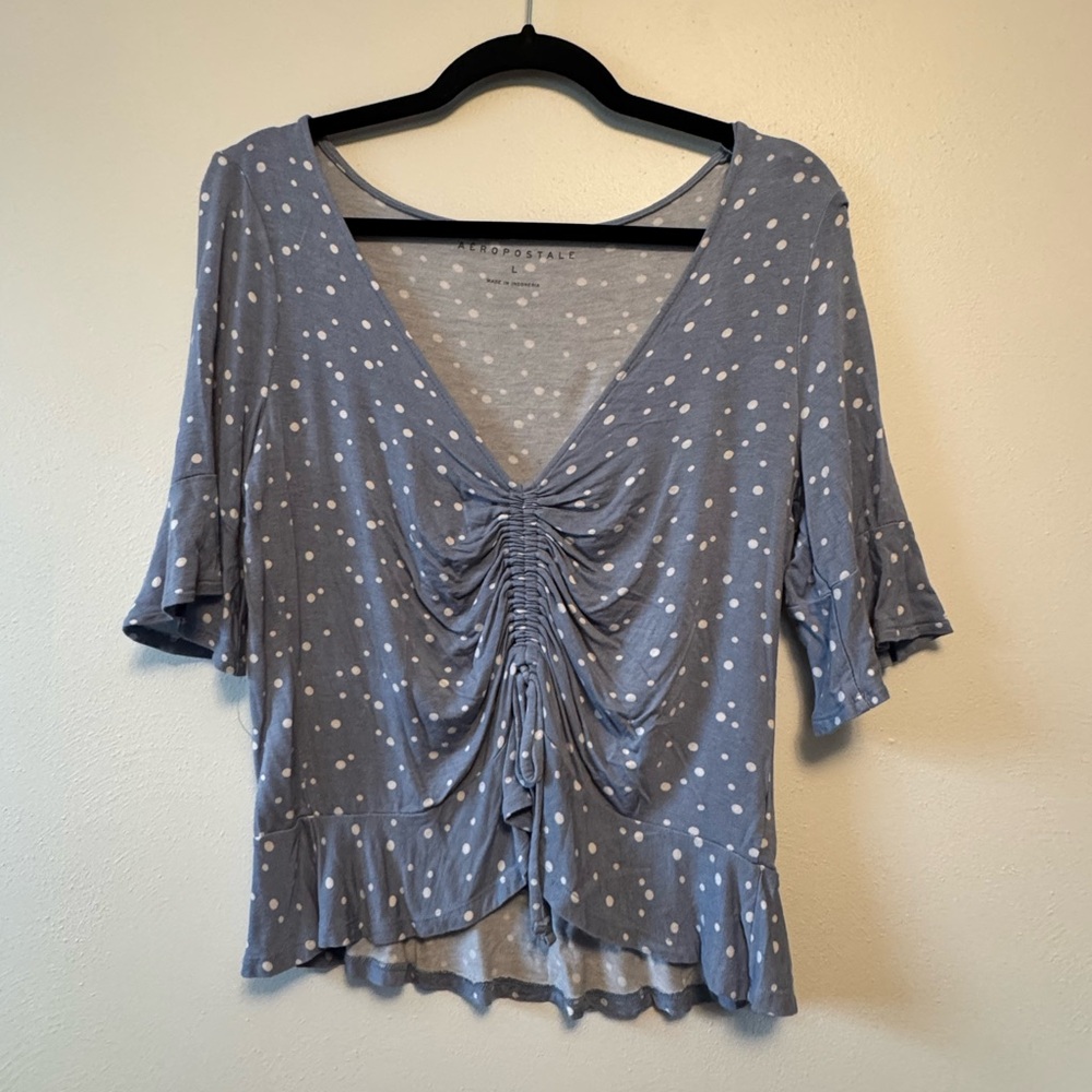 Blue Polka Dot Top